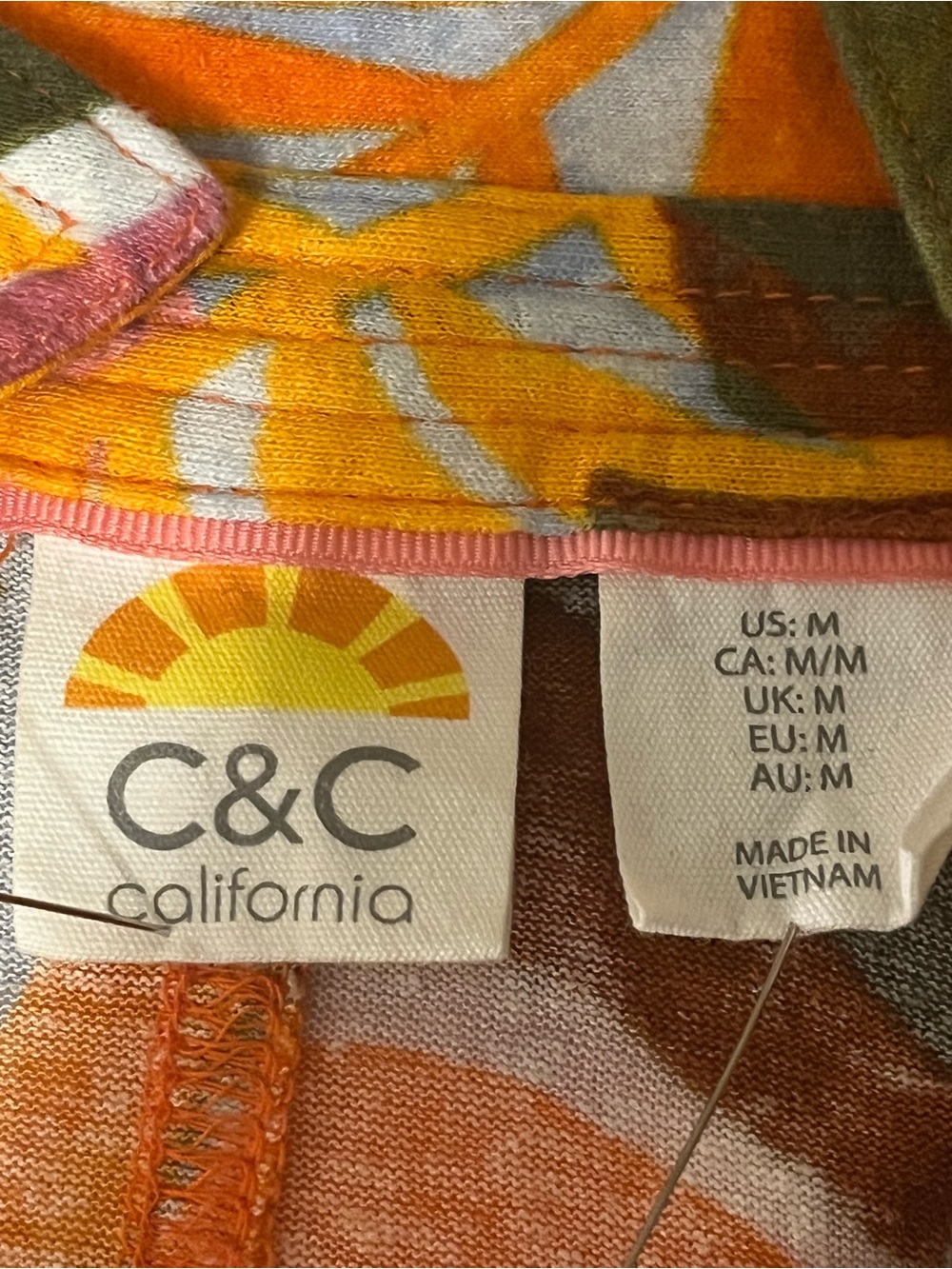 C&C California Orange Tropical Leaf Print Swim Cover-Up - Picture 4 of 7